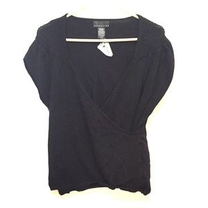 NWOT wrap sweater L black V neck New